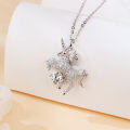 wholesale 925 Sterling Silver Elegant Silver Unicorn Pendant Necklace With Moissanite Accents-0-3
