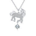 wholesale 925 Sterling Silver **moissanite-studded Unicorn Pendant Necklace In Sterling Silver**-0-0