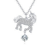 wholesale 925 Sterling Silver **moissanite-studded Unicorn Pendant Necklace In Sterling Silver**-