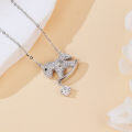 wholesale 925 Sterling Silver Moissanite-studded Rocking Horse Pendant Necklace-0-3