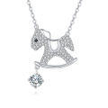 wholesale 925 Sterling Silver Moissanite-studded Rocking Horse Pendant Necklace-0-0