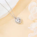 wholesale 925 Sterling Silver Elegant Heart-shaped Moissanite Pendant Necklace With Sparkling Accents-0-2