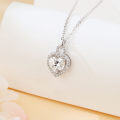 wholesale 925 Sterling Silver Elegant Heart-shaped Moissanite Pendant Necklace With Sparkling Accents-0-1