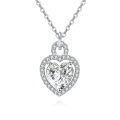 wholesale 925 Sterling Silver Elegant Heart-shaped Moissanite Pendant Necklace With Sparkling Accents-0-0