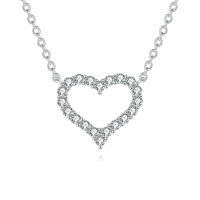 wholesale 925 Sterling Silver Elegant Moissanite Heart Pendant Necklace-