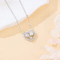 wholesale 925 Sterling Silver Eternal Love Moissanite Heart Pendant Necklace With Twin Gems And Sparkling Accents-0-2