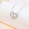wholesale 925 Sterling Silver Eternal Love Moissanite Heart Pendant Necklace With Twin Gems And Sparkling Accents-0-1