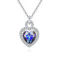 wholesale 925 Sterling Silver Elegant Heart-shaped Mystic Topaz Pendant Necklace With Moissanite Halo-0-0