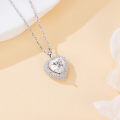 wholesale 925 Sterling Silver Elegant Heart-shaped Moissanite Pendant Necklace In Plated with White Gold-0-2