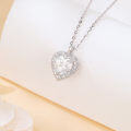 wholesale 925 Sterling Silver Elegant Heart-shaped Moissanite Pendant Necklace In Plated with White Gold-0-1