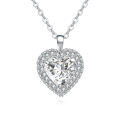 wholesale 925 Sterling Silver Elegant Heart-shaped Moissanite Pendant Necklace In Plated with White Gold-0-0