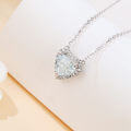 wholesale 925 Sterling Silver Elegant Heart-shaped Blue Gemstone Necklace With Zircon Accents On Sterling Silver Chain-0-2