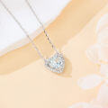 wholesale 925 Sterling Silver Elegant Heart-shaped Blue Gemstone Necklace With Zircon Accents On Sterling Silver Chain-0-1