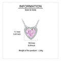 wholesale 925 Sterling Silver Elegant Heart-shaped Pink Gemstone Necklace With Zircon Accents On Silver Chain-0-3