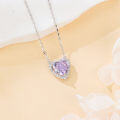 wholesale 925 Sterling Silver Elegant Heart-shaped Purple Gemstone Necklace With Zircon Accents-0-1
