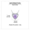 wholesale 925 Sterling Silver Elegant Heart-shaped Purple Gemstone Necklace With Zircon Accents-0-3