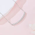 wholesale 925 Sterling Silver Elegant Moissanite Curved Bar Necklace In Sterling Silver-0-1