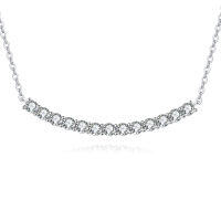 wholesale 925 Sterling Silver Elegant Moissanite Curved Bar Necklace In Sterling Silver-