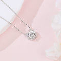 wholesale 925 Sterling Silver Elegant Moissanite Halo Pendant Necklace In Plated with White Gold-0-4
