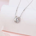 wholesale 925 Sterling Silver Elegant Moissanite Halo Pendant Necklace In Plated with White Gold-0-3