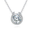wholesale 925 Sterling Silver Elegant Moissanite Halo Pendant Necklace In Plated with White Gold-0-0