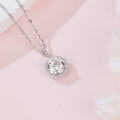 wholesale 925 Sterling Silver Elegant Moissanite Halo Pendant Necklace: Timeless Luxury In Precious Metals-0-4
