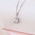 wholesale 925 Sterling Silver Elegant Moissanite Halo Pendant Necklace: Timeless Luxury In Precious Metals-0-3