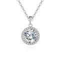 wholesale 925 Sterling Silver Elegant Moissanite Halo Pendant Necklace: Timeless Luxury In Precious Metals-0-0