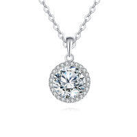 wholesale 925 Sterling Silver Elegant Moissanite Halo Pendant Necklace: Timeless Luxury In Precious Metals-