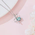 wholesale 925 Sterling Silver Elegant Silver Bow Pendant Necklace With Light Blue Moissanite Centerpiece-0-4