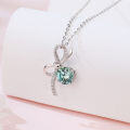 wholesale 925 Sterling Silver Elegant Silver Bow Pendant Necklace With Light Blue Moissanite Centerpiece-0-3