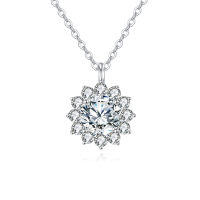 wholesale 925 Sterling Silver Elegant Radiant Moissanite Cluster Pendant Necklace In Plated with White Gold-