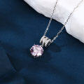 wholesale 925 Sterling Silver Elegant Silver Necklace With Moissanite Accents And Radiant Purple Gemstone Pendant-0-4