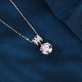 wholesale 925 Sterling Silver Elegant Silver Necklace With Moissanite Accents And Radiant Purple Gemstone Pendant-0-3