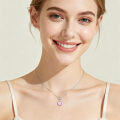 wholesale 925 Sterling Silver Elegant Silver Necklace With Moissanite Accents And Radiant Purple Gemstone Pendant-0-1