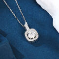 wholesale 925 Sterling Silver Elegant Moissanite Square Pendant Necklace: Timeless Luxury In Plated with White Gold-0-4
