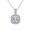 wholesale 925 Sterling Silver Elegant Moissanite Square Pendant Necklace: Timeless Luxury In Plated with White Gold-0-0