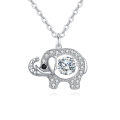 wholesale 925 Sterling Silver Charming Elephant Moissanite Pendant Necklace With Black Eye Accent-0-0