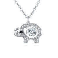 wholesale 925 Sterling Silver Charming Elephant Moissanite Pendant Necklace With Black Eye Accent-