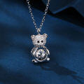 wholesale 925 Sterling Silver Sparkling Teddy Bear Moissanite Pendant Necklace-0-3