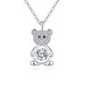 wholesale 925 Sterling Silver Sparkling Teddy Bear Moissanite Pendant Necklace-0-0