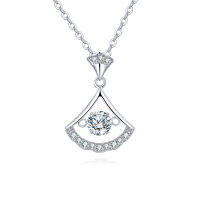 wholesale 925 Sterling Silver Elegant Moissanite Pendant Necklace With Geometric Design - Luxury Jewelry Piece-