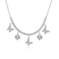 wholesale 925 Sterling Silver Elegant Moissanite Butterfly Necklace Sparkling With Grace And Luxury-