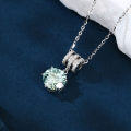 wholesale 925 Sterling Silver Elegant Square Teal Moissanite Pendant Necklace With Sparkling Accents-0-3
