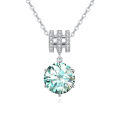 wholesale 925 Sterling Silver Elegant Square Teal Moissanite Pendant Necklace With Sparkling Accents-0-0