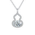 wholesale 925 Sterling Silver Timeless Moissanite Halo Pendant Necklace-0-0