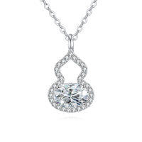wholesale 925 Sterling Silver Timeless Moissanite Halo Pendant Necklace-
