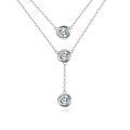 wholesale 925 Sterling Silver Elegant Triple Moissanite Pendant Necklace-0-0