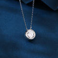 wholesale 925 Sterling Silver Elegant Solitaire Moissanite Pendant In Plated with White Gold With Classic Chain-0-3