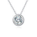 wholesale 925 Sterling Silver Elegant Solitaire Moissanite Pendant In Plated with White Gold With Classic Chain-0-0
